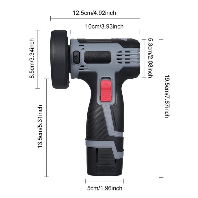 Borstelloze Haakse Slijper 17000RPM Accu Haakse Slijper Elektrisch Slijpgereedschap Mini Haakse Slijper Basic Package & 2 Battery-EU plug zwart