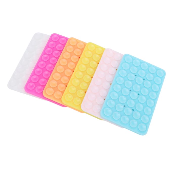 6 STUKS Zuignap Telefoonhoes Houder Fluorescerende Kleur Siliconen Dubbelzijdig Sterk Anti-Slip yellow