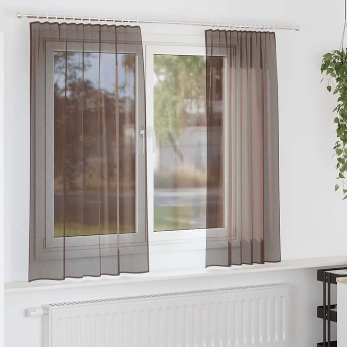 vidaXL - Gordijnen - voile - met - tab - top - 2 - st - bruin