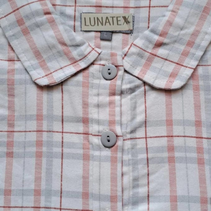 Lunatex dames pyjama flanel - maat XL - Ruit - rood