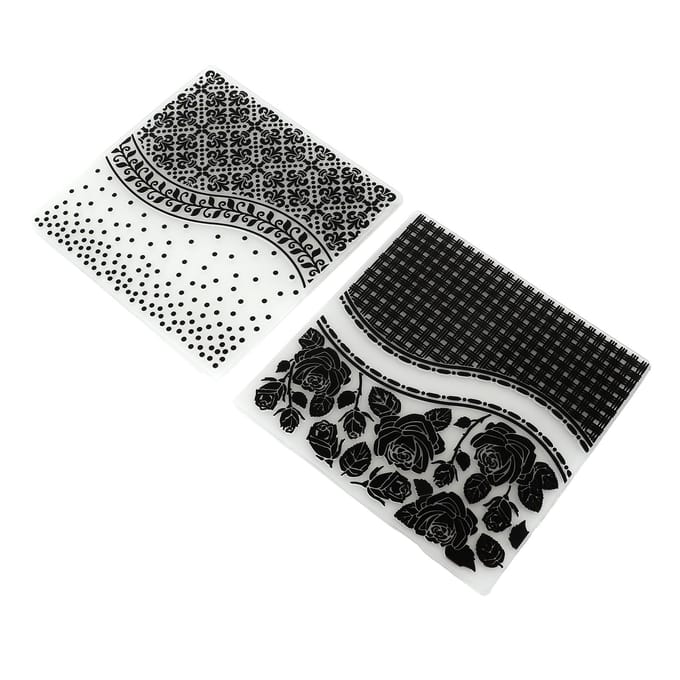 2 Stuks Embossing Folders Uniek Ontwerp Concave Convex Textuur Embossing Sjabloon Folder voor DIY gray