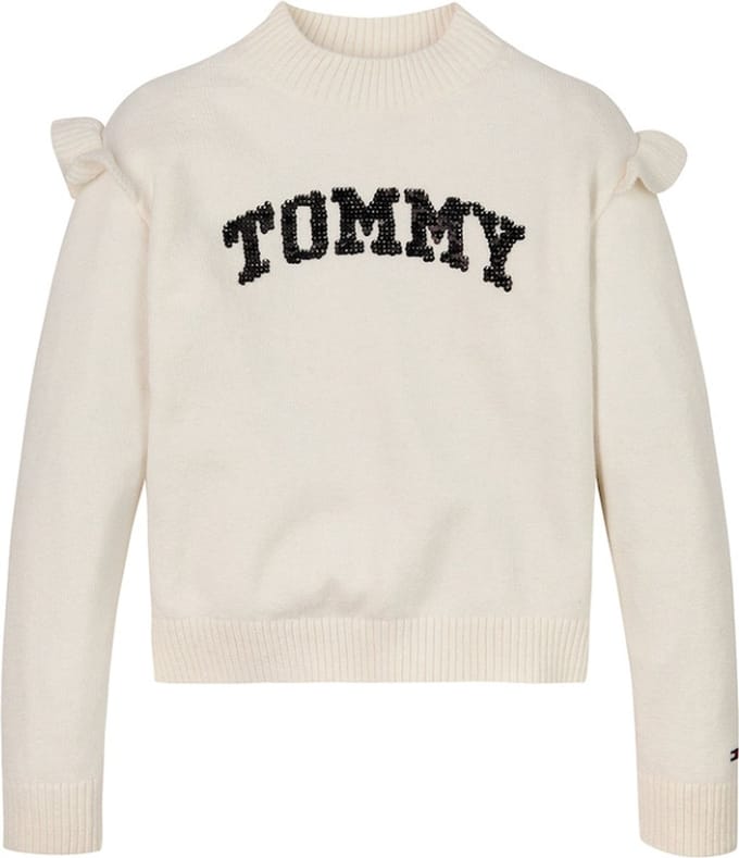 Tommy Hilfiger Kids Varsity Sweater - Ivory Petal - 10 jaar
