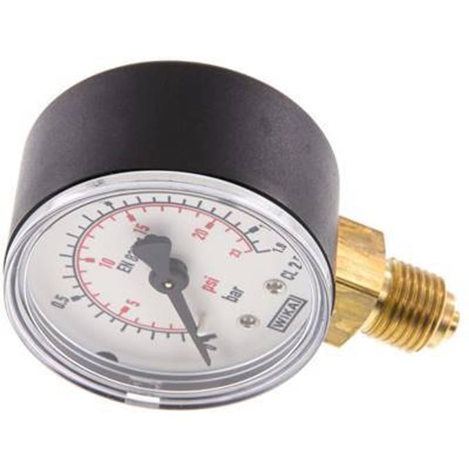 0..1.6 Bar Manometer Onderaansluiting Kunststof/Messing 50 mm Klasse 2.5