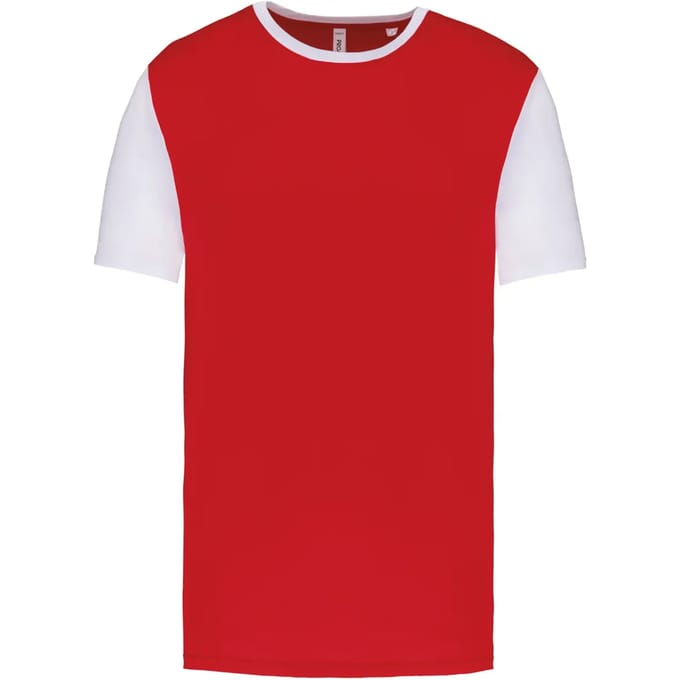 Tweekleurig herenshirt jersey met korte mouwen 'Proact' Red/White - L