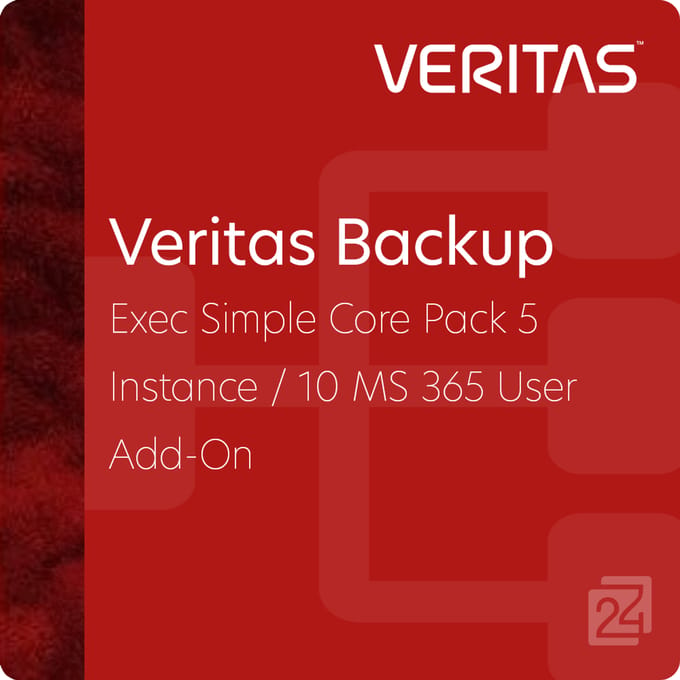 Veritas Backup Exec Simple Core Pack 5 Instance / 10 MS 365 User Add-On 1 Jaar