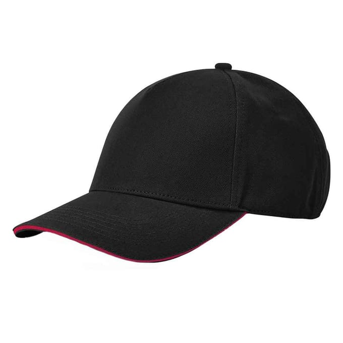 Beechfield EarthAware Klassieke Organic Cotton 5 Panel Baseball Cap (Zwart/Klassiek Rood)