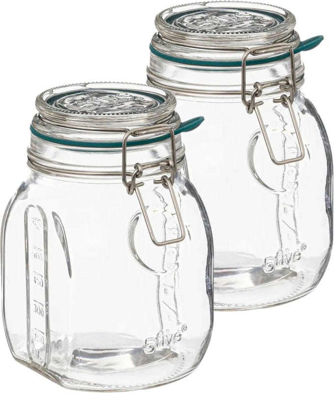 5Five Weckpot/inmaakpot Jarro - 2x - 750 ml - glas - beugelsluiting - D12 x H16 cm