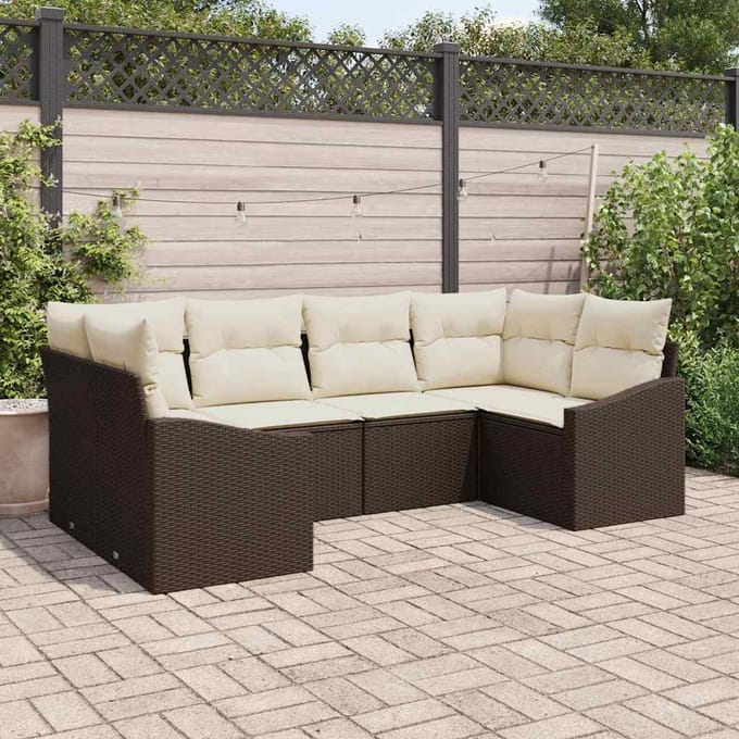 vidaXL Bankstel 6 st Bruin poly rattan