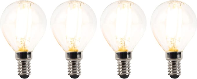 LUEDD Set van 4 E14 dimbare LED lampen P45 helder 3W 250 lm 2700K