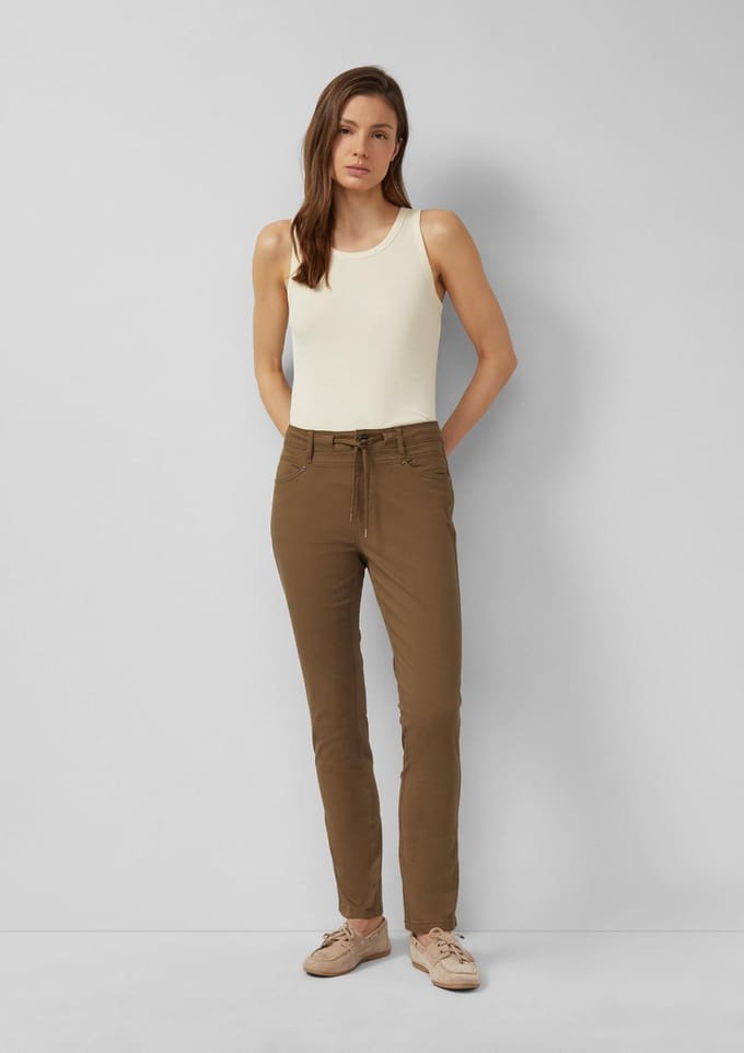 s.Oliver - female - Slim fit-broek van katoensatijn
