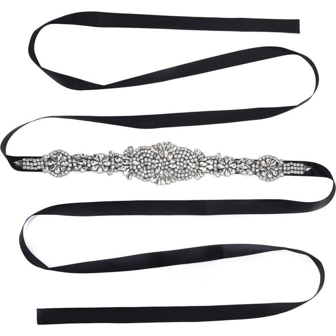Ceinture de Robe de Mariée en Strass Élégante Ceinture de Taille Accessoires Vêtements pour Mariée Demoiselle d'Honneur Noir noir