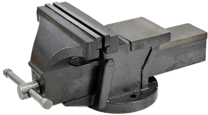 AWTOOLS Werkbankklem 100mm - Gietijzer, Geharde Kaken, Aambeeld