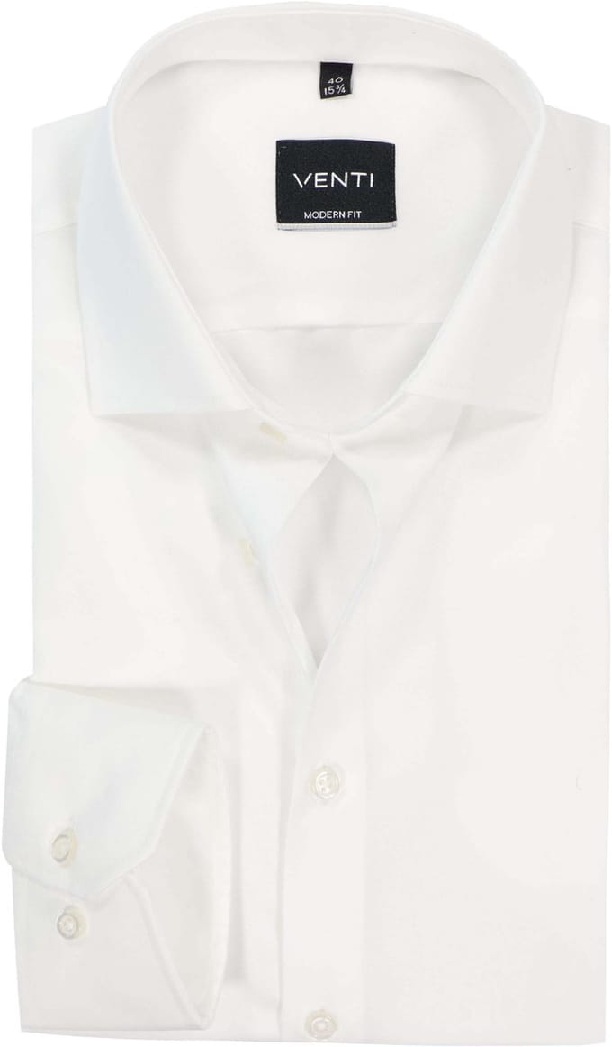 VENTI modern fit overhemd - mouwlengte 7 - twill - beige - Strijkvrij - Boordmaat: 40