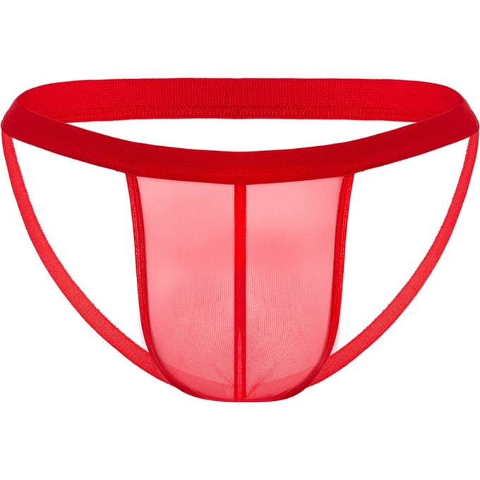 Transparante jockstrap slip - rood
