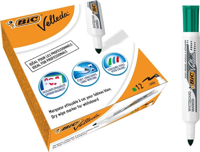 BIC® Velleda 1711 Whiteboardmarker, Ronde Punt, 1,9 mm, Groen (doos 12 stuks)