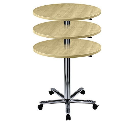 BISTRO 80R C - Systeem conferentietafel Esdoorn Chroom Ø 80