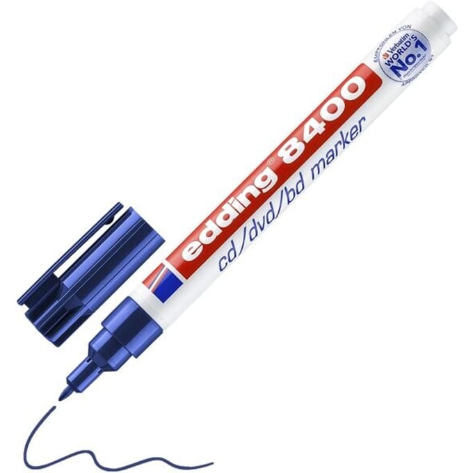 edding 8400 CD/DVD Permanente Marker, Ronde Punt, 0,5 mm, Blauw