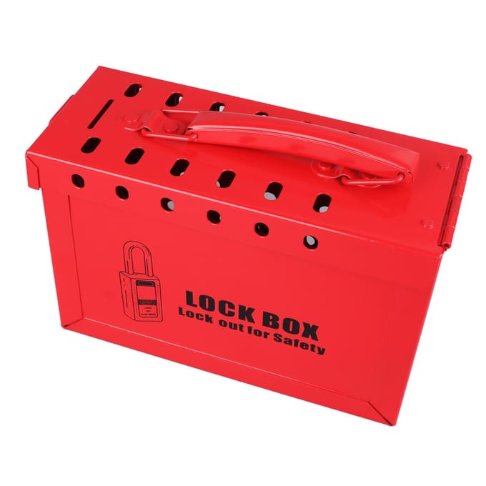 Lockout Tagout Lockbox 12 Gaten Stevige Constructie Schokbestendig Draagbare LOTO Groepsbox red