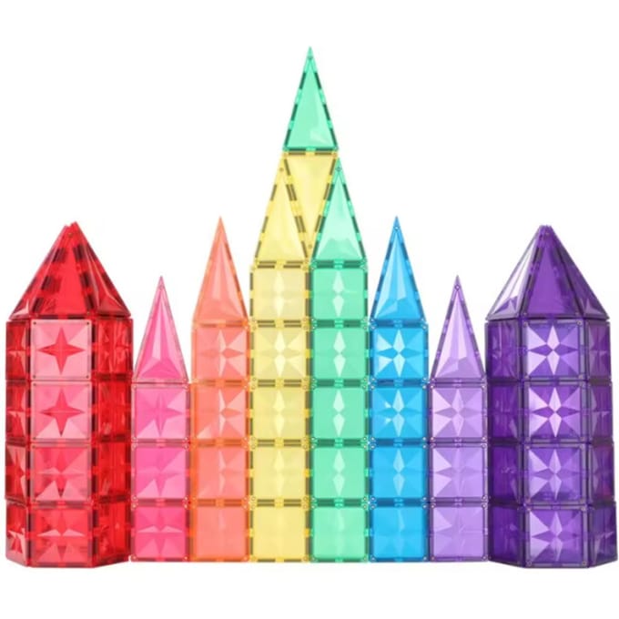 MNTL Magnetische Tegels Bouwspeelgoed Rainbow 62-delig