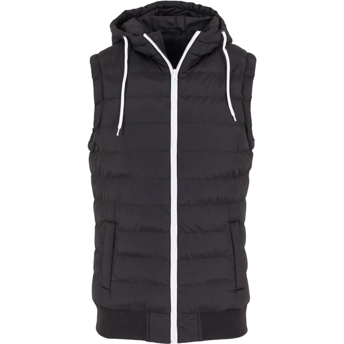 Urban Classics - Small Bubble Hooded Vest Jacket - L - Zwart/Wit
