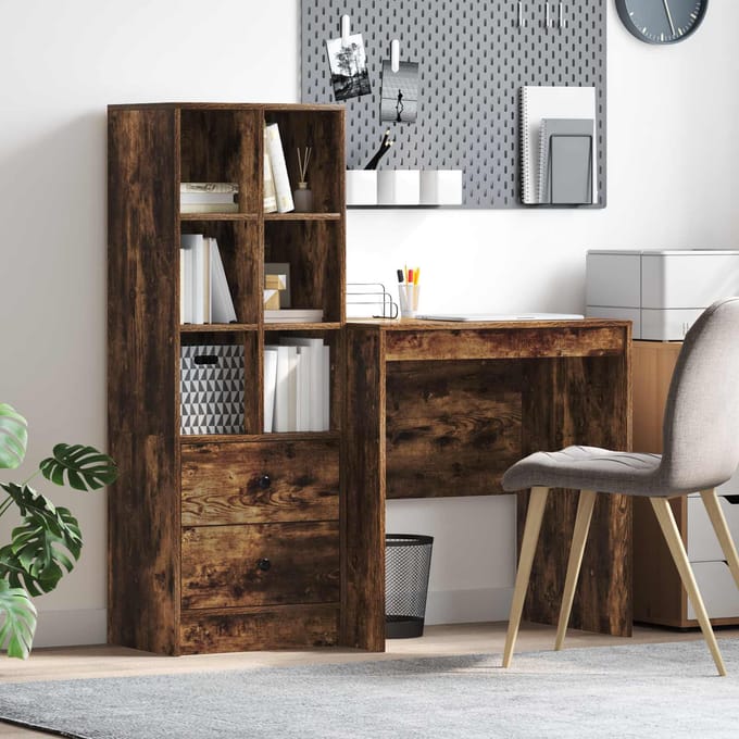 vidaXL - Bureau - Rook - Eiken - 115,5 - x - 50 - x - 127 - cm - 2 - st