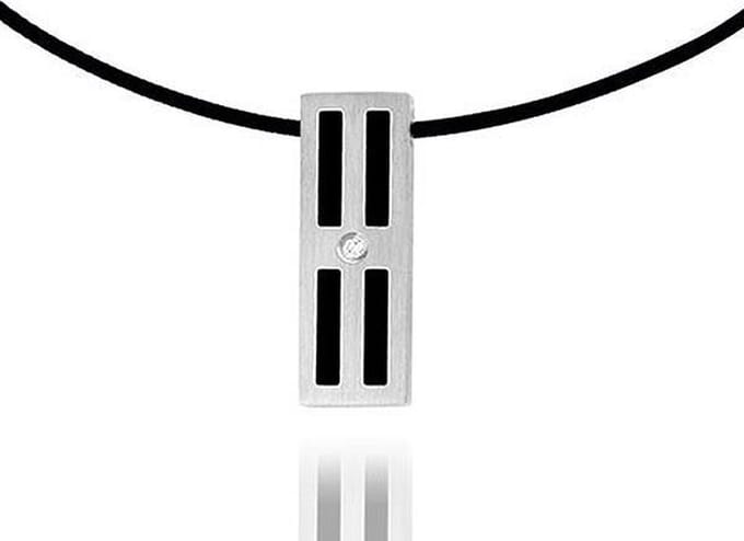 Montebello Ketting Wesley - 316L Staal - Carbon - Leder - 30x20mm - 50cm