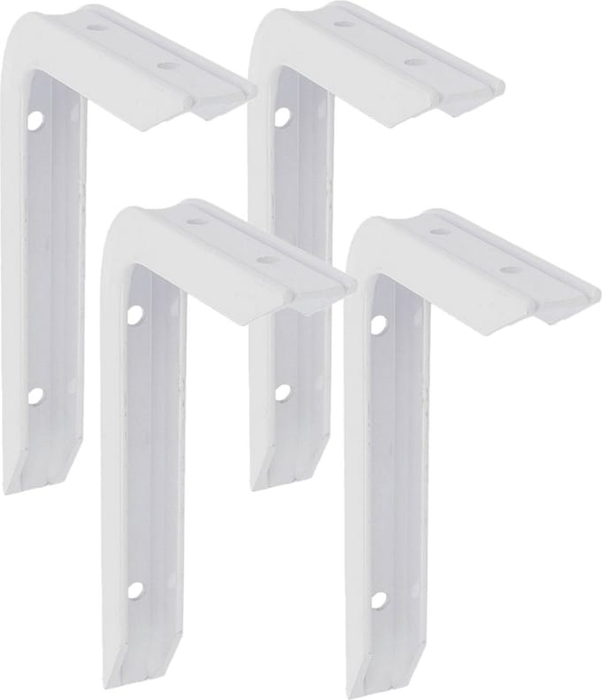AMIG Plankdrager/planksteun van aluminium - 4x - gelakt wit - H150 x B100 mm - heavy support - boekenplank steunen