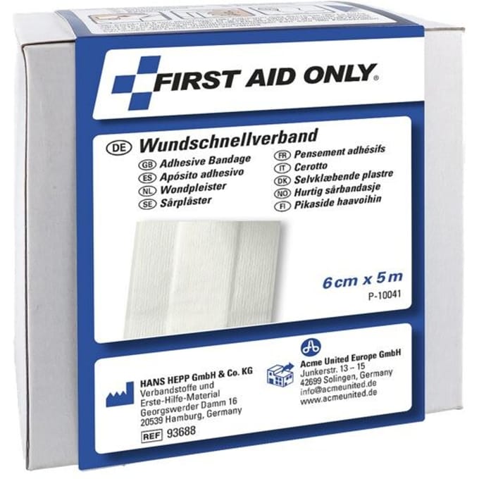 First Aid Only snelverband, 5 m x 6 cm, vlies, wit