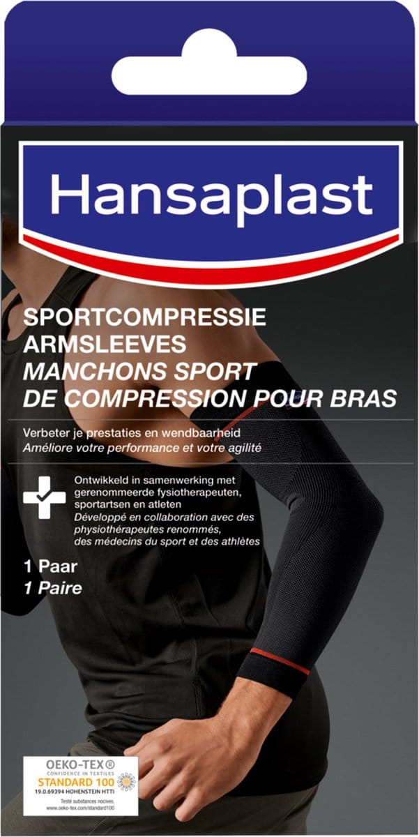 Hansaplast Sport Compressie Arm Sleeve - Arm Ondersteuning - One Size- Zwart - 1 Stuk