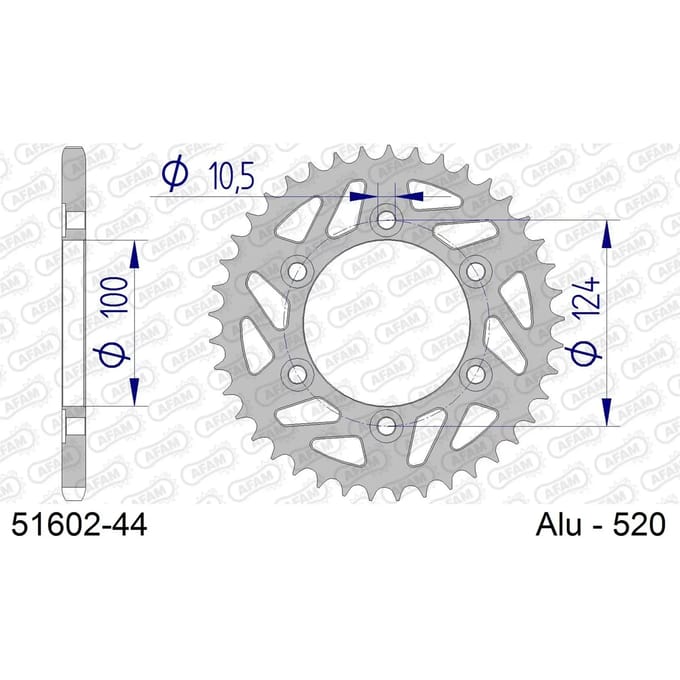 Aluminium tandwiel achter Afam 520 44 dents