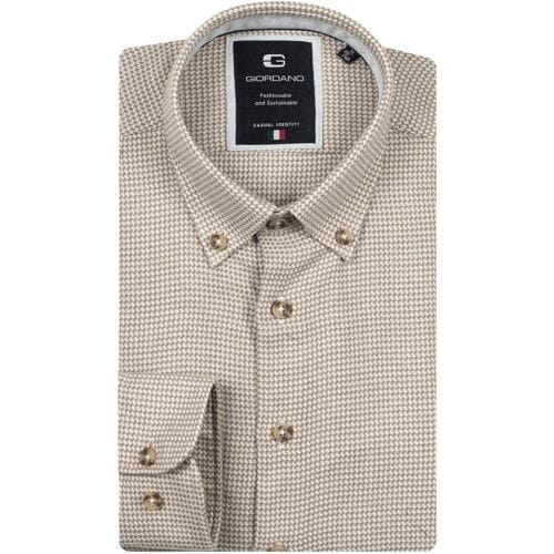 Giordano Overhemd Loretto Mini Pattern Button-Down Donker Bruin / male