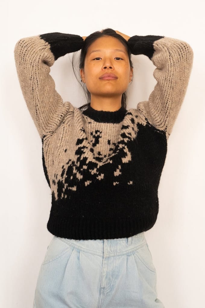 TWOTHIRDS Kythira Knit Beige & Black Taglia: S | Maglie a manica lunga Outlet | Donna | Marrone