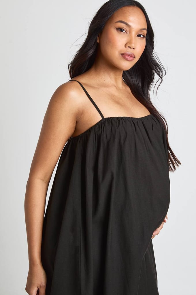 boohoo Dames Zwangerschaps Volume Zak Maxi Jurk | Zwart | Maat: 38