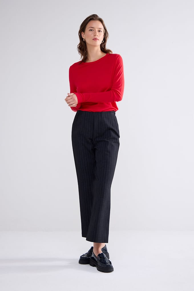 Summum Woman Round Neck Top Lyocell Wool Basics True Red Größe: M | Longsleeves Outlet | Damen | Rot