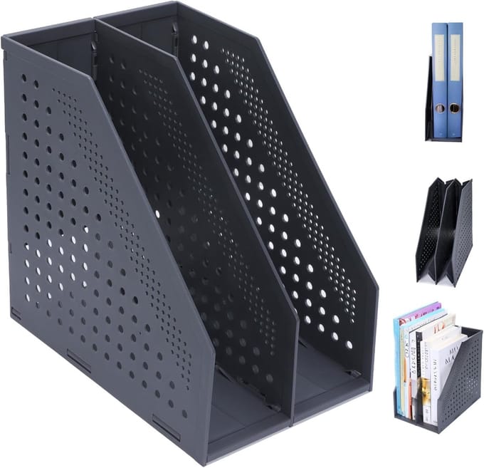 Omgoods - Vouwbare A4 Desk Organizer met 2 Compartimenten - Donkergrijs