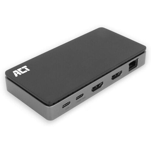ACT USB-C 4K MST dockingstation voor 2 HDMI-monitoren, Ethernet, USB-C, 3x USB-A, PD passthrough en 1 meter lange afneembare USB-C-kabel AC7093