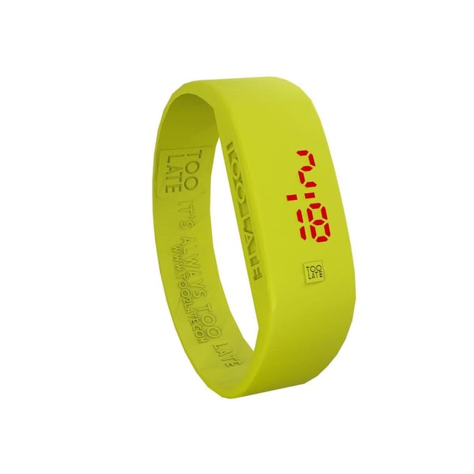 TOO LATE - siliconen horloge - ORIGINAL LED WATCH - Acd yellow -polsmaat M