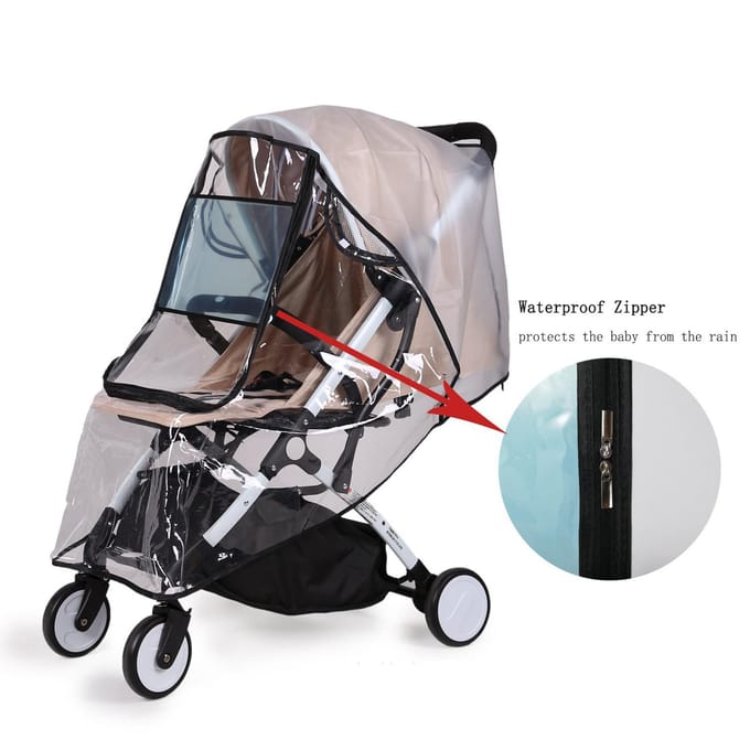 Baby Kinderwagen Regenhoes Transparant Verstelbaar Schokbestendig Winddicht Hoes voor Kinderwagen Zwart zwart