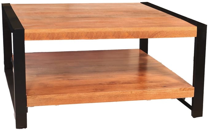 Salontafel vierkant bruin mangohout 90cm Violet side table massief hout mango bijzettafel