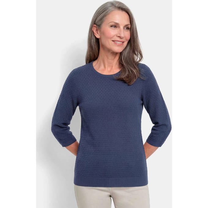 Tricot pullover met stippenmotief - marine - Gr. 19 van Goldner Fashion