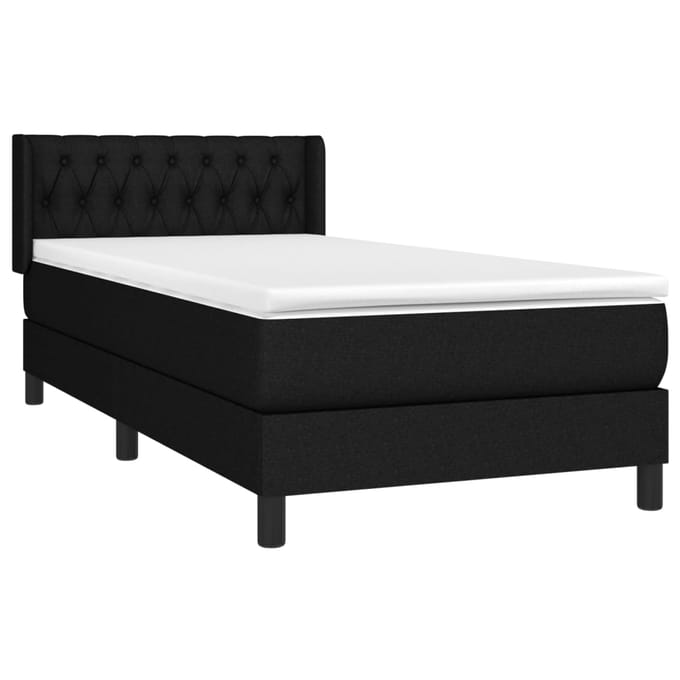 vidaXL - Boxspring - met - matras - stof - zwart - 90x190 - cm