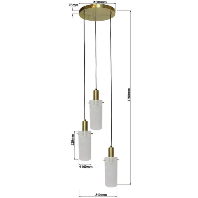 Licht Prestige Tirana Hanglamp Wit E27 x3 - Stijlvol en Verstelbaar