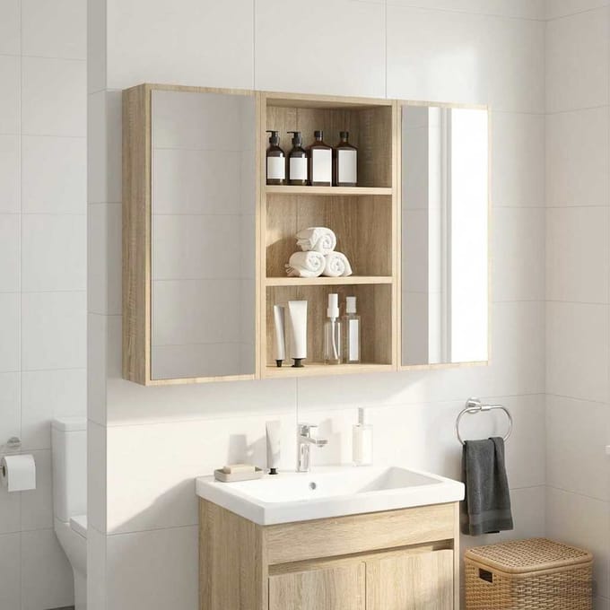 vidaXL - Badkamer - wandkast - Sonoma - Eik - 40 - x - 16 - x - 62,5 - cm