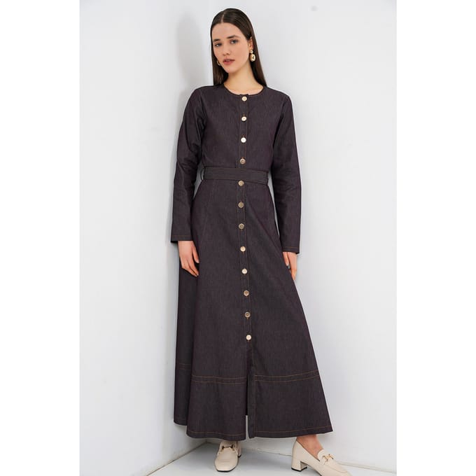 Gevormde Denim Midi-jurk