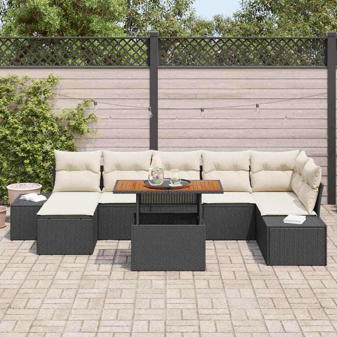 vidaXL - Tuinbank - Set - 8 - st - Zwart - en - Crème