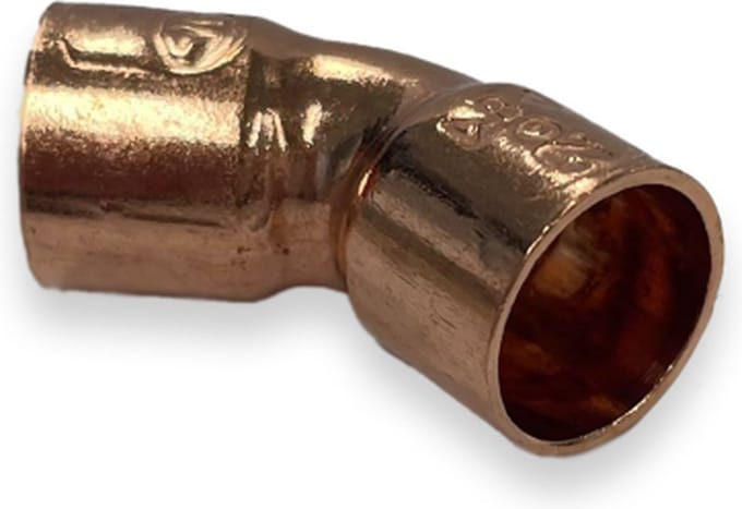 Bocht roodkoper 15 x 15 mm 45