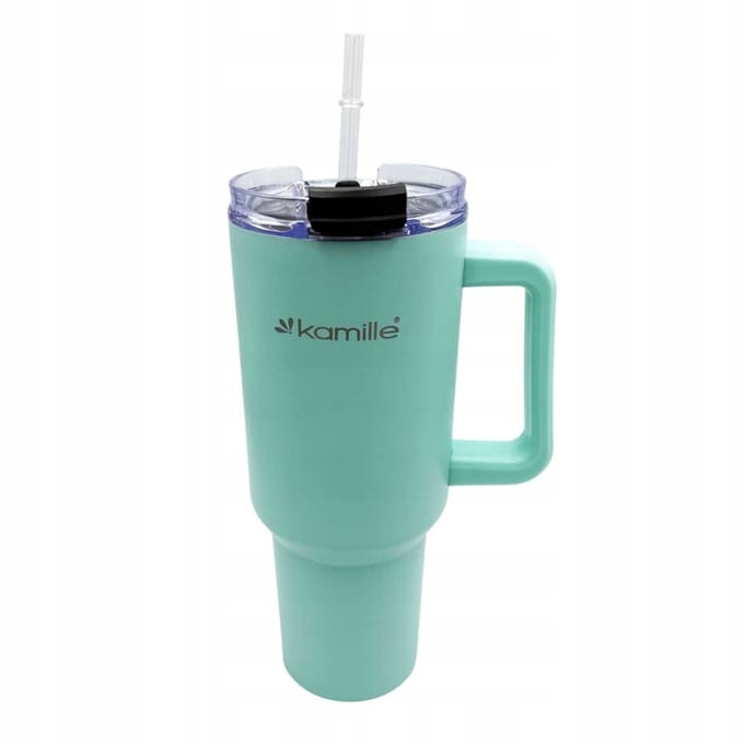 Kamille Thermobeker Mint 1.2L met Rietje & Handvat - Ideaal voor Onderweg