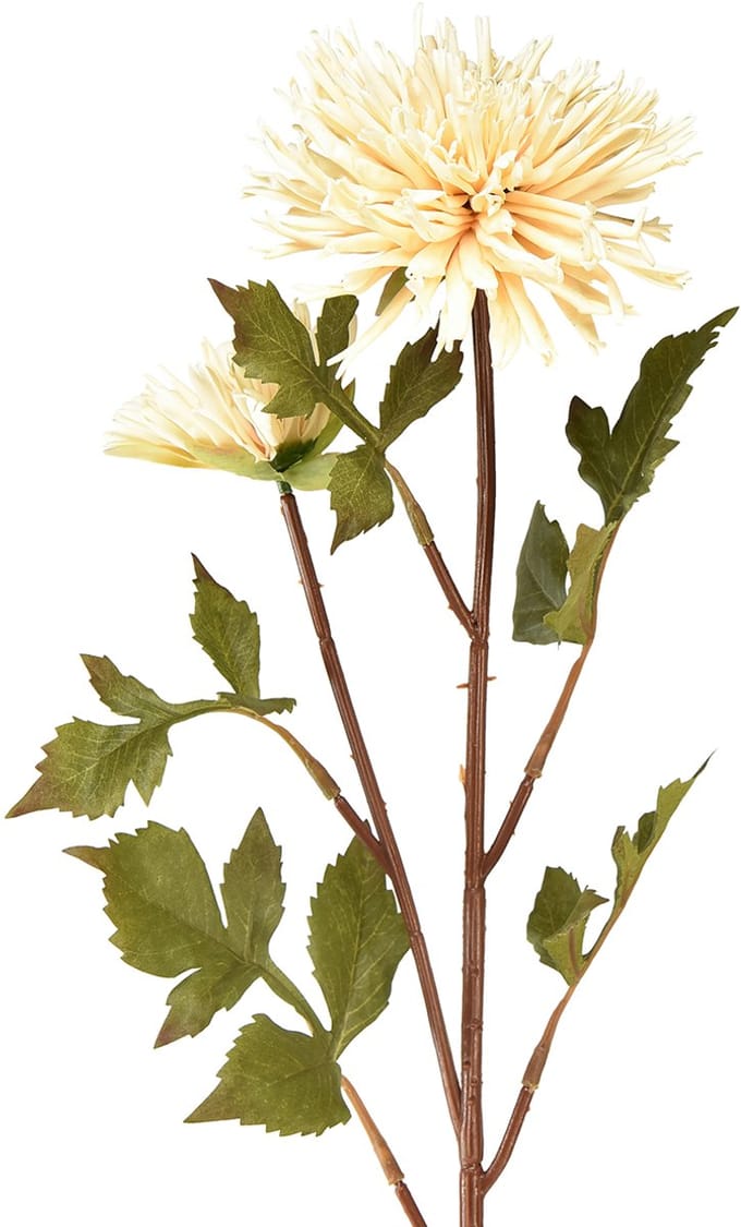 Chrysant crème kunstbloem met 2 bloemen L70cm