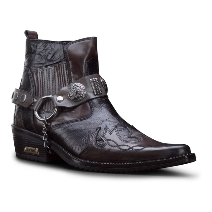 Heren bruine slangenhuid Winklepicker cowboy lederen enkellaarzen