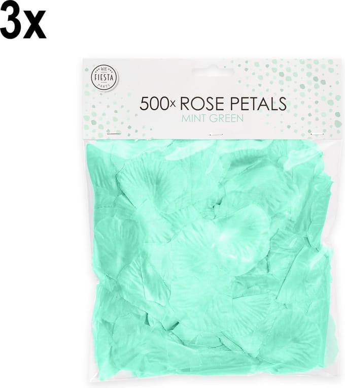 3x 500x Rozenblaadjes Mint Groen - Feest Thema Bruiloft Rozen